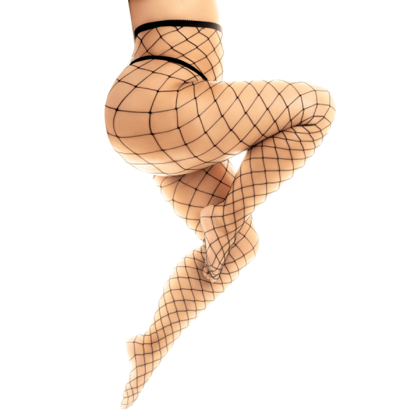Collant grande taille large maille noire 